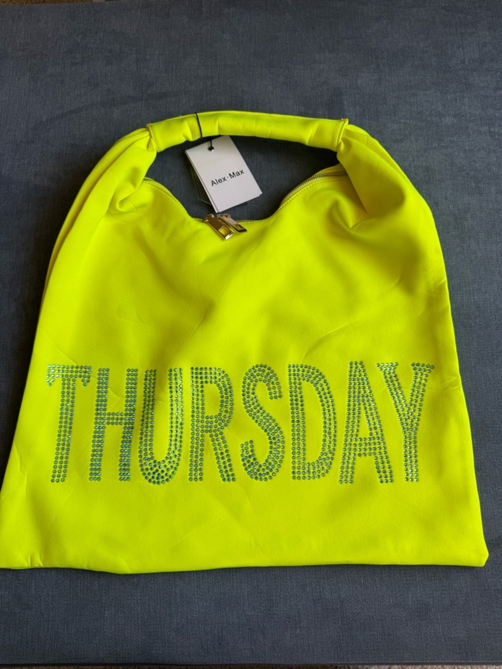 Alex Max THURSDAY Iridescent Crystal Embellished Neon Shoulder Bad Large New